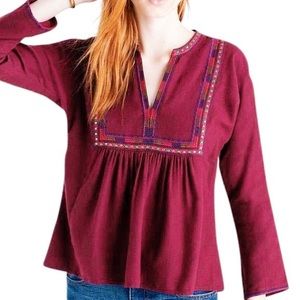 •MADEWELL• Embroidered Boheme Popover Blouse